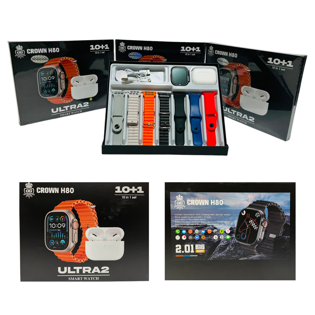 Combo Smartwatch + Audífonos Bluetooth + 7 Correas