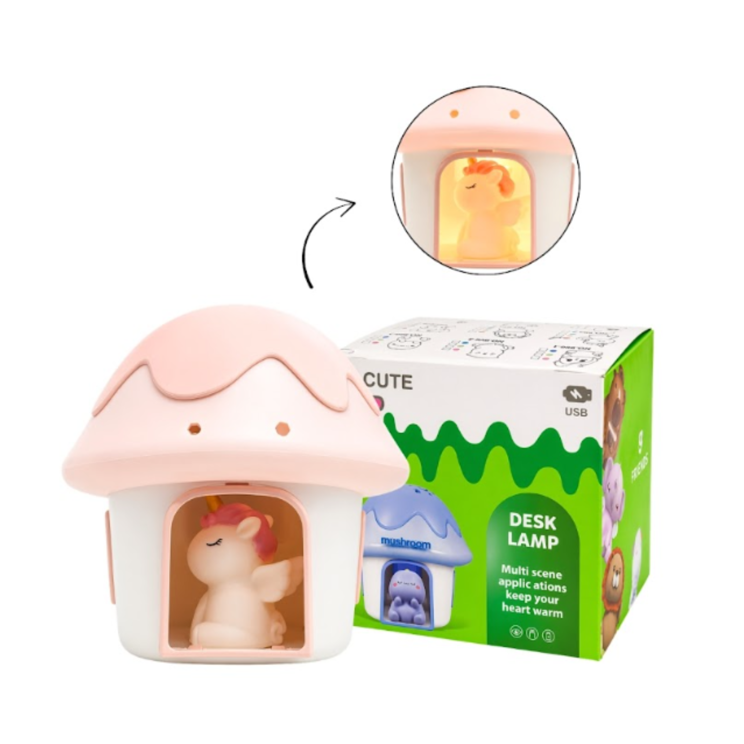 Lámpara De Mesa diseño Casa Unicornio Estrellas Para Niñas