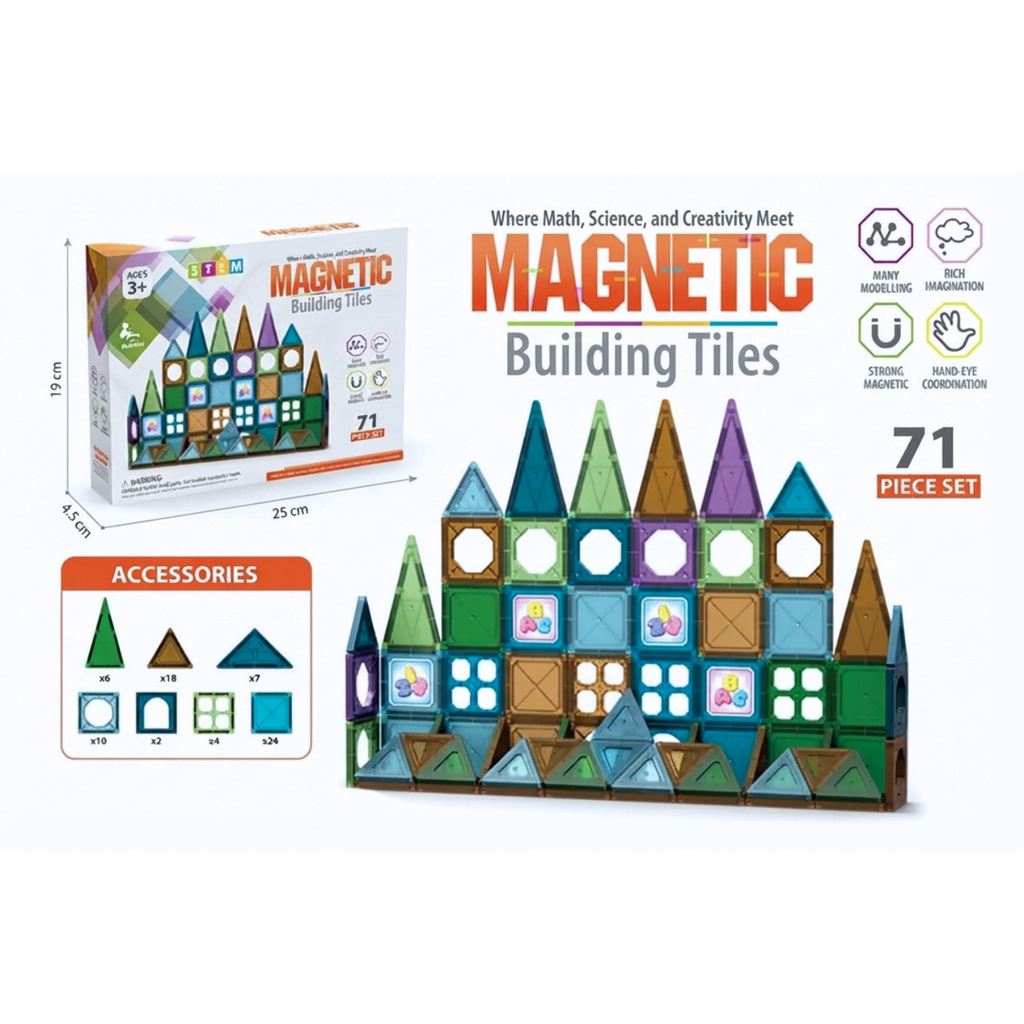 Bloques Magnéticos Fichas De Construcción Infantil 71 Piezas