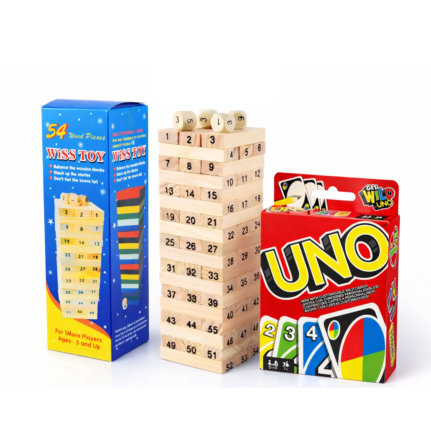 Kit De Juegos De Mesa Torre Jenga + Cartas Uno