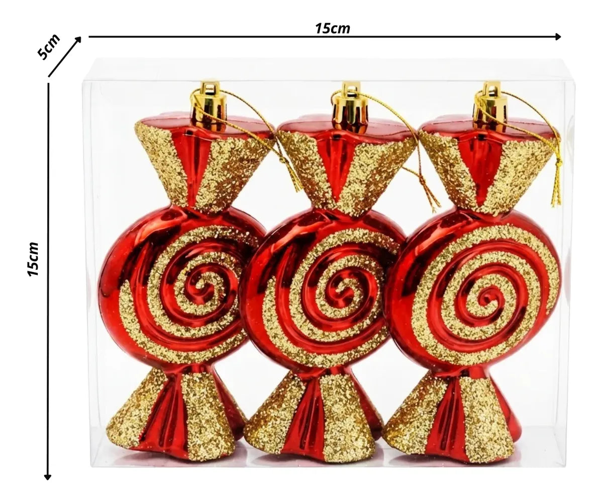 Adorno Navideño Dulce 14 Cm Decoración Arbol Navidad Set X3