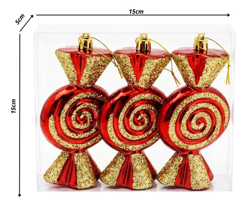 Adorno Navideño Dulce 14 Cm Decoración Arbol Navidad Set X3