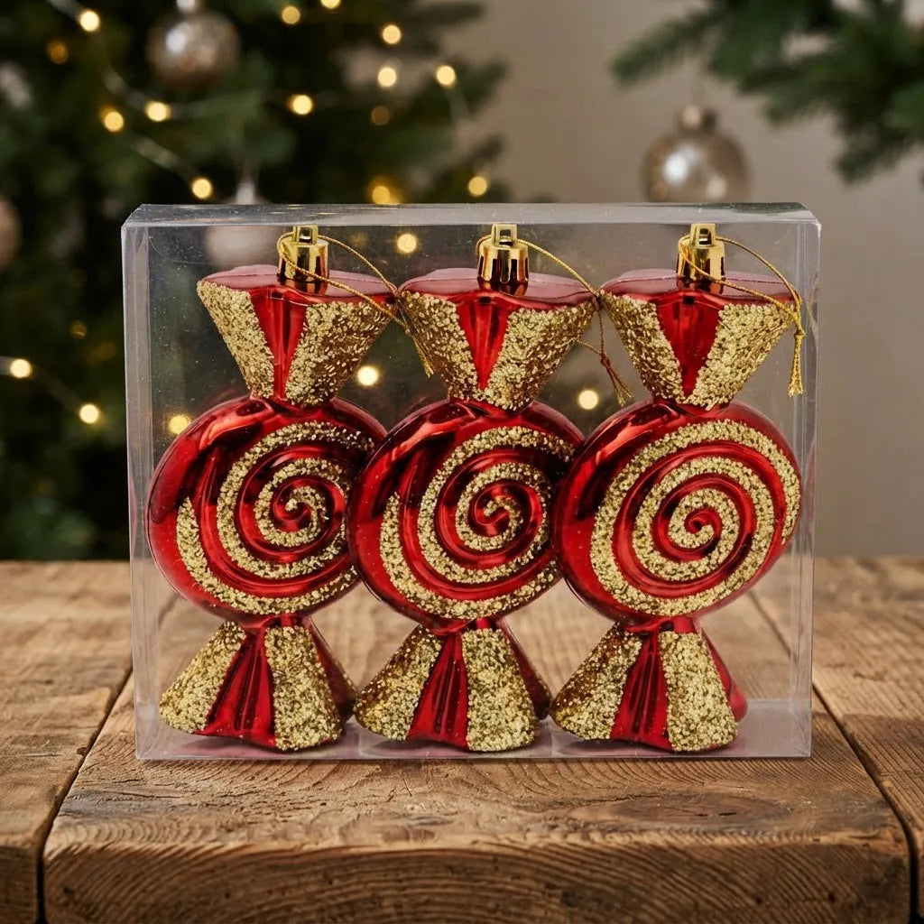 Adorno Navideño Dulce 14 Cm Decoración Arbol Navidad Set X3