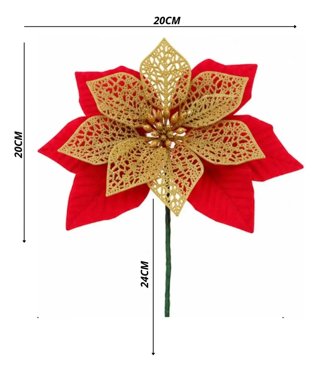 Paquete Flor Navidad  Grande de 20 Cm X 6 Unidades